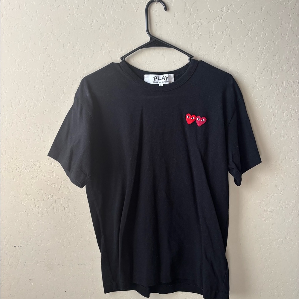 Comme des Garcons Black T-Shirt with Red Heart Logo